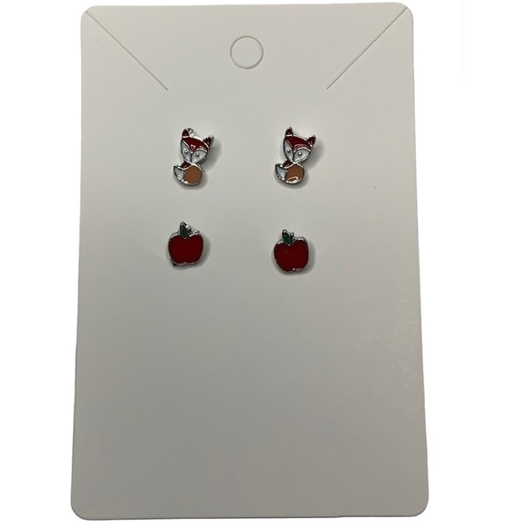 Fox and Apple earrings - Picture 1 of 3
